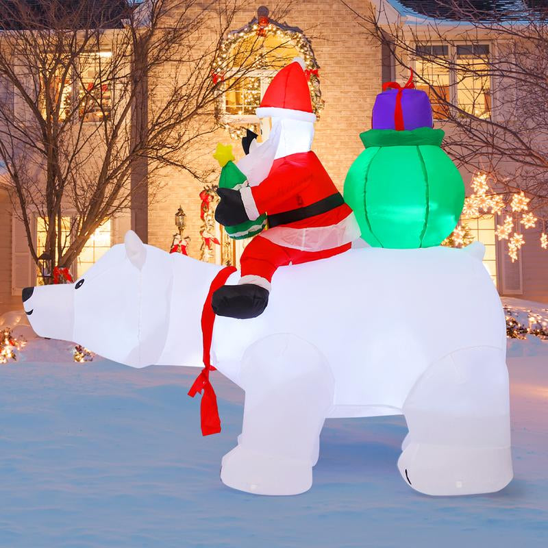 GOOSH 6 FT Christmas Inflatables Santa Clause Riding Bear with Shaking Head Outdoor Decorations Blow up Yard Decor with LED Lights for Xmas Holiday Party Indoor Garden Lawn Décor